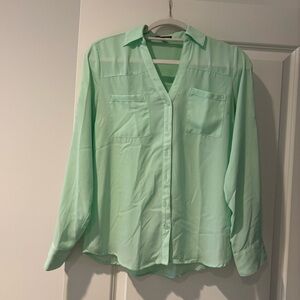 Mint green button down blouse